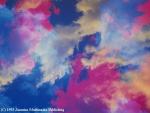 Picture of sky with blue-yellow-red clouds