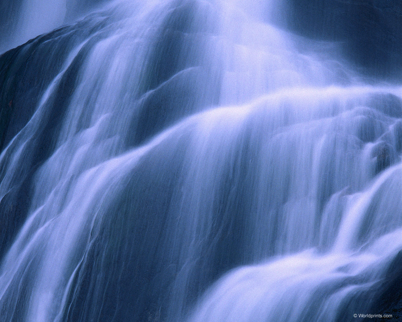 Image of waterfall in unusual illumination