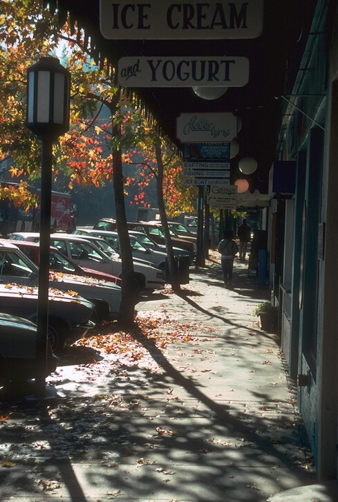 Picture of autumnal alley with shops
