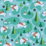 Texture to the winter theme with white teddy bears and Christmas trees