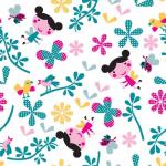 Texture for children's art featuring birds and dragonflies girls
