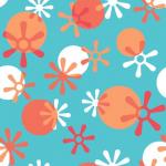 Floral print in orange and blue colors