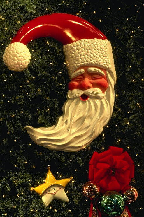 Picture Mask of the Santa Claus on a New Year's fur-tree
