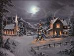 New Year's picture of night small town