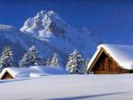 Wallpapers with houses under a snow and mountain