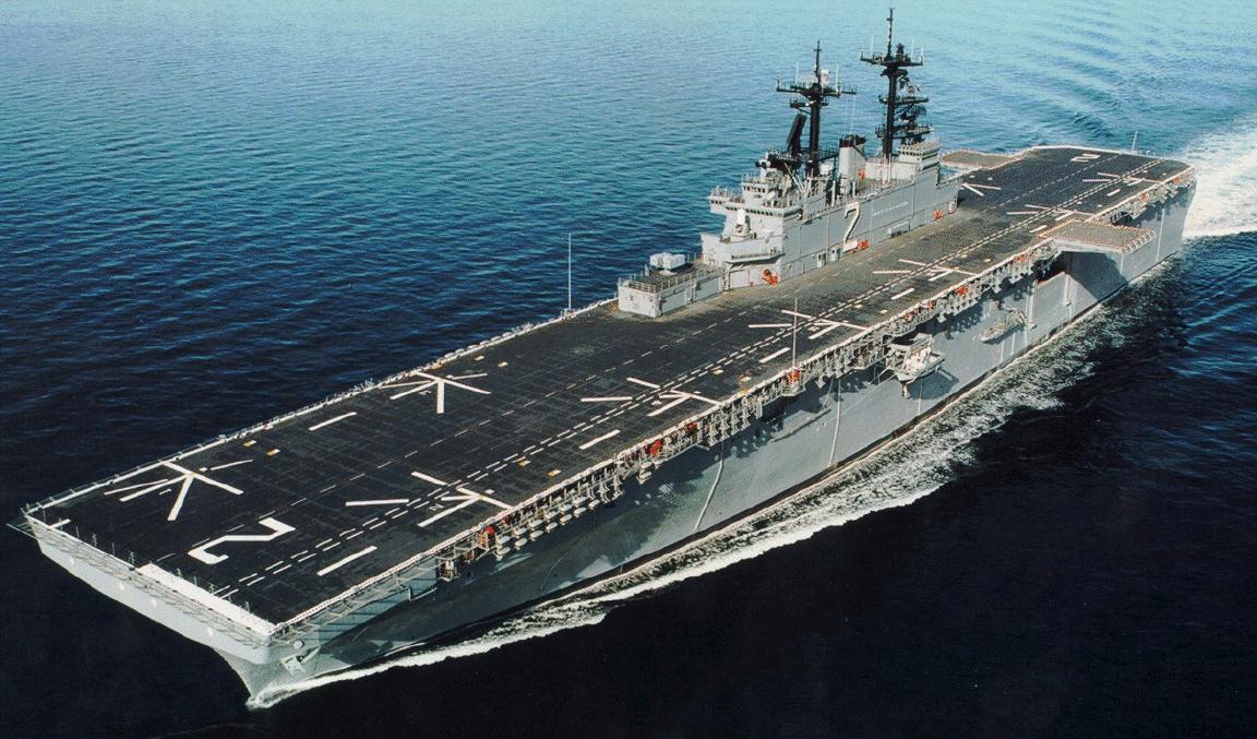 Bird view to aircraft carrier