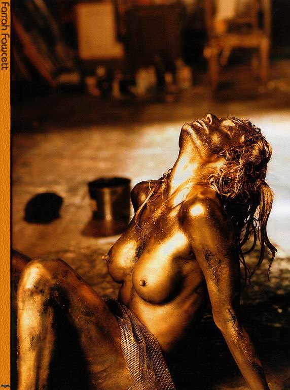 Picture with girl covered by gold