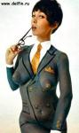 Suit and tie painted on the girl