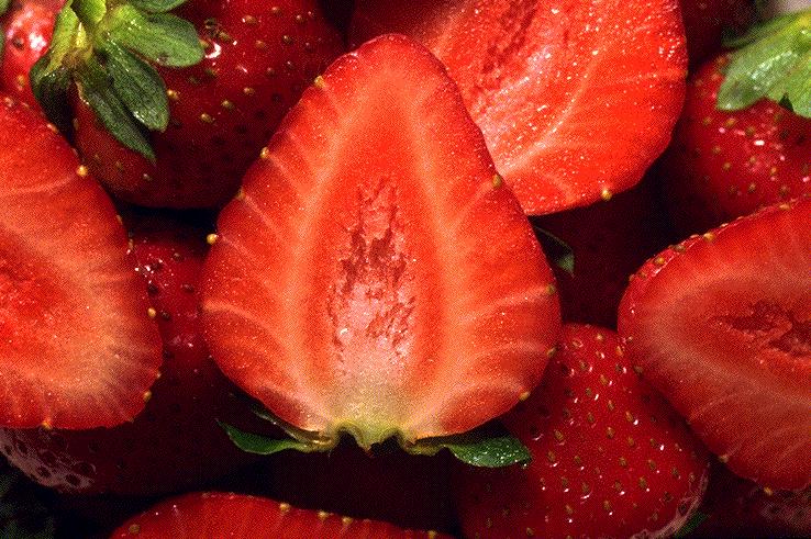 Bright photo of a red strawberry