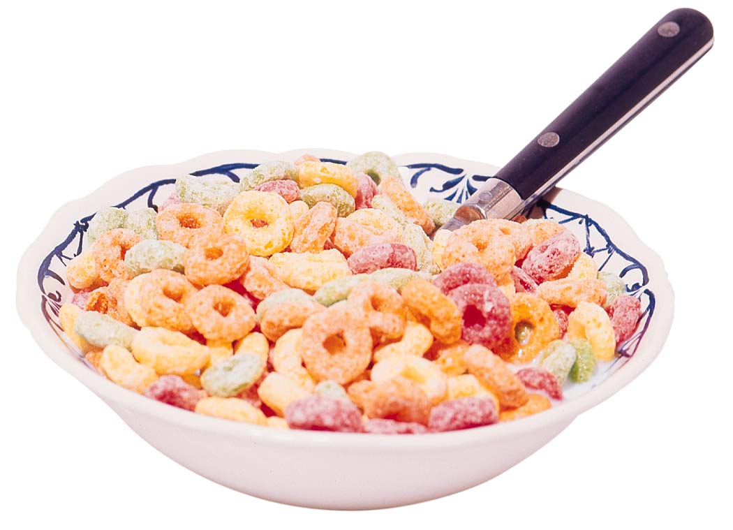 Picture with a dry breakfast in a plate
