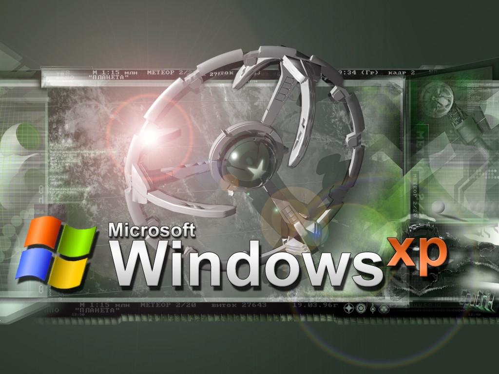 抽象的立体图像在与微软的Windows XP桌面上的标志