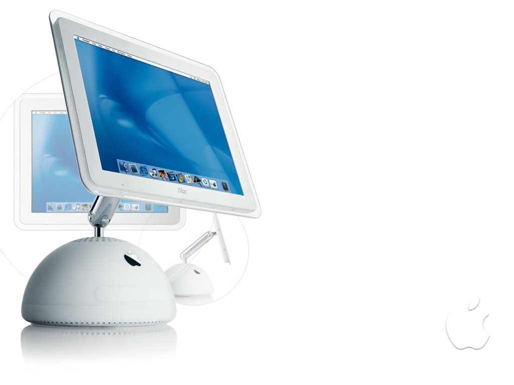A droll picture with monitor apple