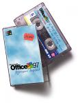 Picture with audio cassettes on which the logo is windows 97