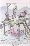 caricature of the gallows on a trampoline