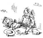 caricature of computer users