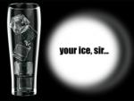 darkness in a glass with ice cubes square