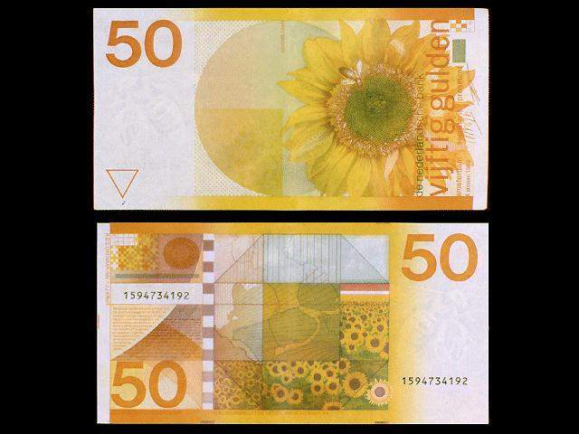 Photo of a denomination of 50 Netherlands guldens