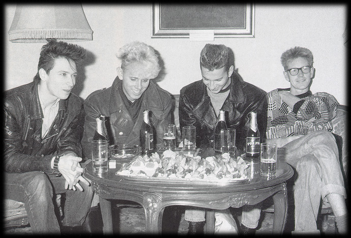 Alan Wilder Martin Gore, Dave Gahan and Andy Fletcher at the table