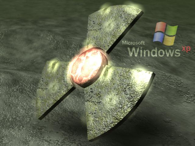 Картинка в виде символа радиации на заставке windows xp